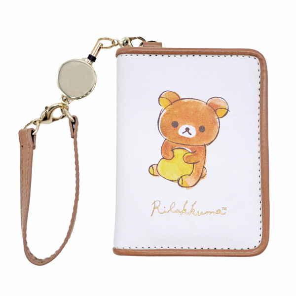 Rilakkuma Open Pass Case with Retractable Reel (Ivory)
