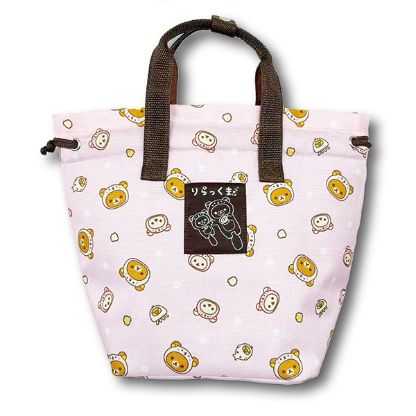 Rilakkuma Insulated Drawstring Tote Bag (Dararakko Pink)