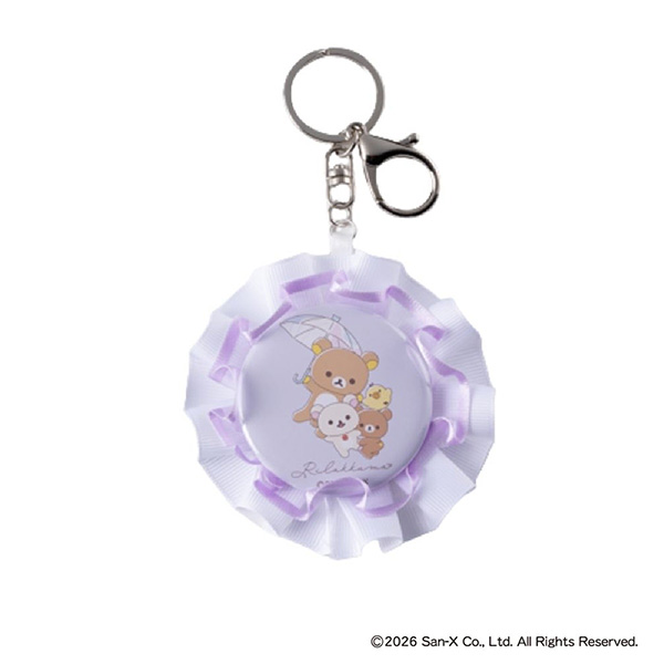 Rilakkuma Rosette Ribbon with Pin Badge (Rainy Day Rilakkuma - Purple)